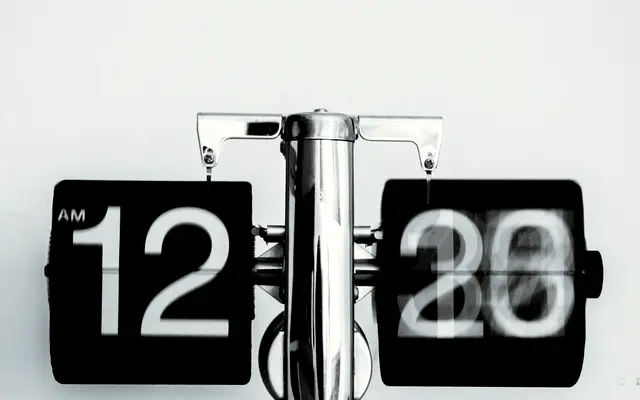 Flip clock showing twelve twenty